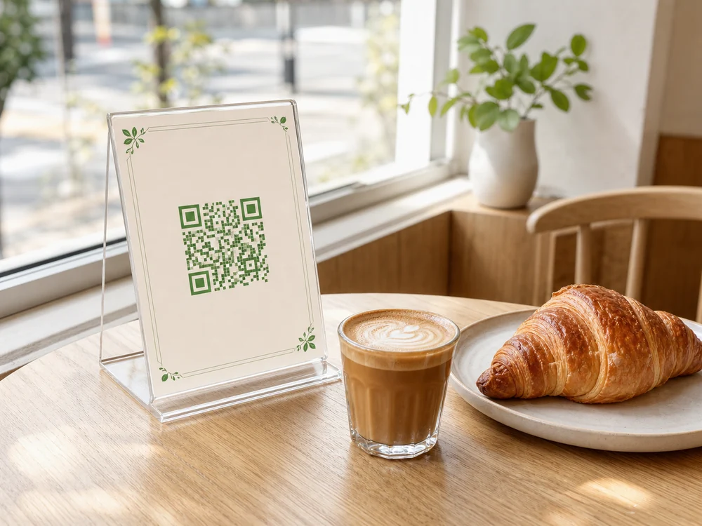 QR menu on a table